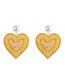 Fashion Yellow Alloy Diamond Heart Stud Earrings