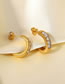 Fashion Gold Titanium Steel With Zirconium Thread C-shaped Stud Earrings