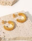 Fashion Gold Titanium Steel With Zirconium Thread C-shaped Stud Earrings