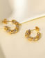 Fashion Gold Titanium Steel Diamond Twist C Shape Stud Earrings