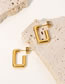 Fashion Gold Titanium Steel Set Zirconia Square Stud Earrings