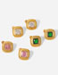 Fashion Green Titanium Steel Gold Plated Zirconia Square Button Stud Earrings
