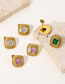 Fashion White Titanium Steel Gold Plated Zirconia Square Button Stud Earrings