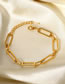 Fashion Gold Stainless Steel Rectangular Chain Bracelet