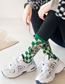 Fashion Green Cotton Check Bear Embroidery Socks