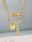 Fashion Gold Brass And Diamond Letter Heart Necklace