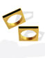 Fashion Gold Titanium Round Square Ring