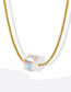 Fashion Gold Titanium Steel Box Chain Crystal Necklace