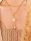 Fashion Gold Titanium Steel Gold Plated Figure Medal Double Layer Necklace