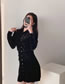 Fashion Black Velvet Pleated Shirt Dress