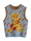 Fashion Multicolor Woven Cat-print Knitted Vest