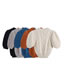 Fashion Brown Geometric Knit Puff Sleeve Sweater