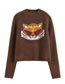 Fashion Brown Geometric Tiger Print Knitted Sweater