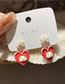 Fashion Red Alloy Snowflake Love Bear Stud Earrings