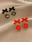 Fashion Red Alloy Diamond Bow Stud Earrings