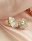 Fashion Gold Alloy Diamond Pearl Flower Stud Earrings