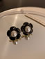 Fashion Black Alloy Pearl Flower Stud Earrings