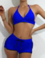 Fashion Light Blue Halterneck Lace-up Swimsuit