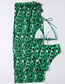 Fashion Green Leopard Print Halter Neck Tie Split Swimsuit Three Piece