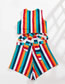 Fashion Red-brown Bar Geometric Colorful Striped Tie One Piece Swimsuit