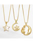Fashion A Brass Diamond Star Moon Necklace