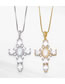 Fashion Silver Brass Diamond Cross Necklace