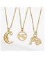 Fashion C Copper Inlaid Zirconium Moon Key Lock Alphabet Necklace