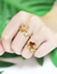 Fashion Red Bronze Diamond Heart Eight-pointed Star Ring