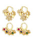 Fashion B Bronze Diamond Flower Octagon Earrings