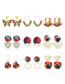 Fashion 14# Alloy Color Rice Bead Braided Butterfly Stud Earrings