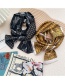 Fashion 15 Mountain Buckle Flower Navy Blue Geometric Print Knotted Scarf