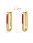 Fashion Red Bronze Zirconium Oil Drop Square Earrings