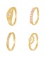 Fashion Gold Copper Set Zirconium Irregular Ring