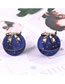 Fashion Blue Ring Box Round Gypsophila Bow Corduroy Ornament Box