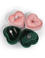 Fashion Dark Green Single Ring Box Heart Corduroy Jewelry Organizer