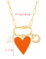 Fashion Orange Copper Drop Oil Love Pearl Smiley Paperclip Necklace