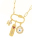 Fashion Gold-2 Bronze Zirconium Drop Oil Love Cross Letter Paper Clip Buckle Necklace