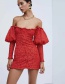 Fashion Red Printed Lapel Dress