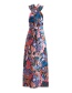 Fashion Color Printed Cross Halterneck Dress
