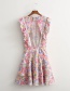 Fashion Color Printed Fly-sleeve Lace-up Dress