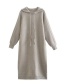 Fashion Oatmeal Solid Hooded Corespun Pullover Sweater Dress