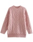 Fashion Pink Half Turtleneck Jacquard Knit Pullover Sweater