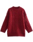 Fashion Pink Half Turtleneck Jacquard Knit Pullover Sweater