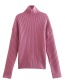 Fashion Rose Red Turtleneck Knitted Pullover