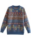 Fashion Blue Little Ant Print Core Yarn Knit Sweater