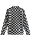Fashion Black Checkerboard Knit Turtleneck