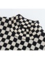 Fashion Black Checkerboard Knit Turtleneck