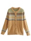 Fashion Yellow Printed Crew Neck Knitted Sweater Cardigan