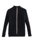 Fashion Black Vertical Striped Turtleneck Knitted Sweater