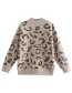 Fashion Brown Leopard-print Knitted Sweater